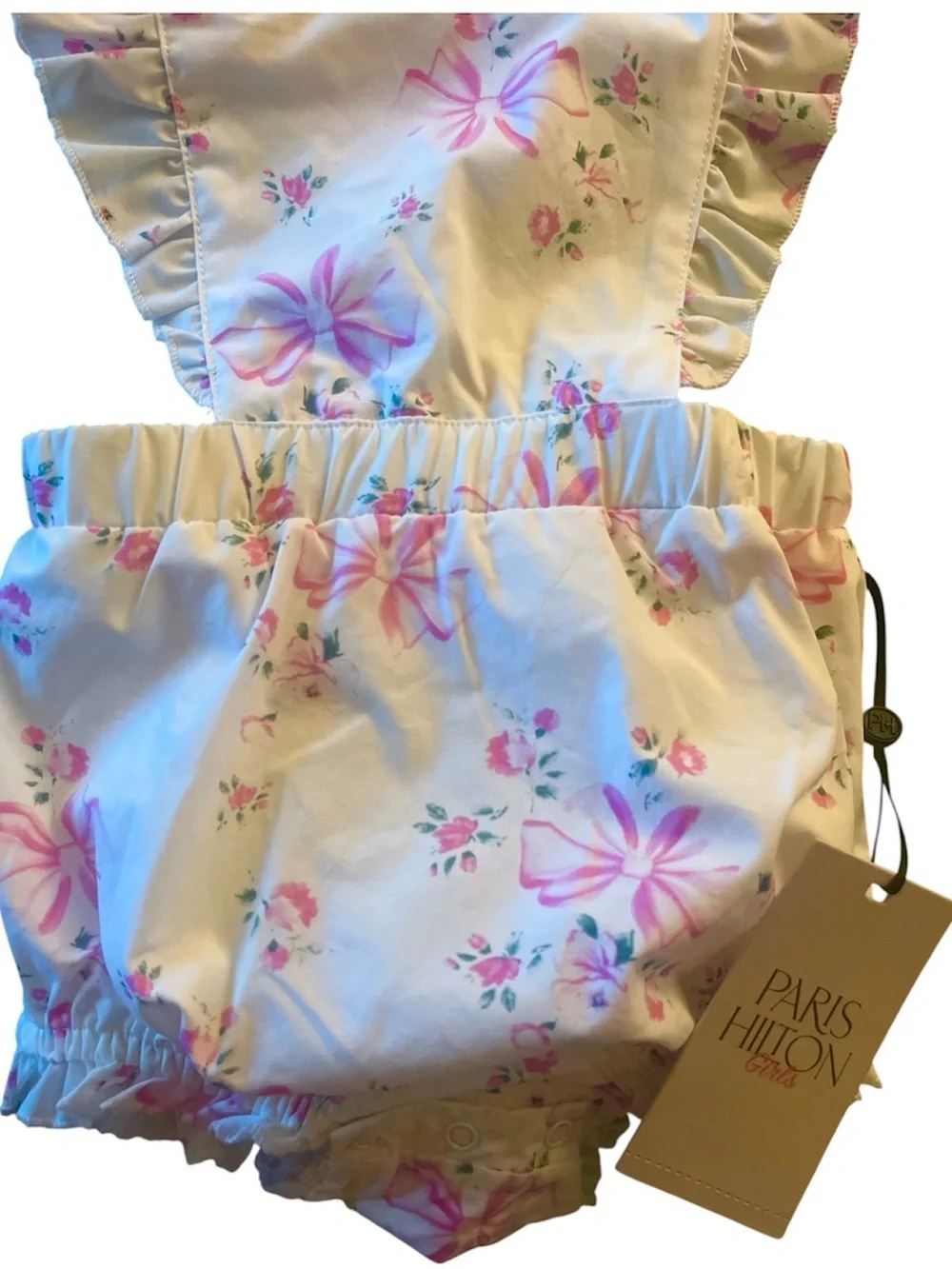 🎀NWT Paris Hilton Baby Sun Hat & Ruffle Romper Set